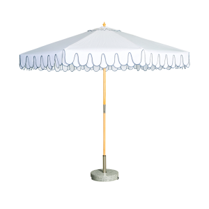 Sonnenschirm Weiß 300 cm | Volant Blau Mieten - Eventdekoration Wiesent München