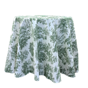 Tischdecke Toile de Jouy Grün rund 230cm mieten München